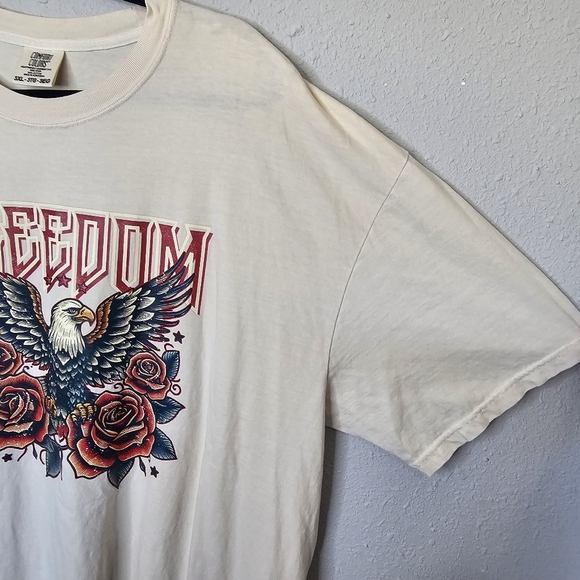 Comfort Colors Freedom‎ Eagle Graphic Tee Shirt Plus Womens 3X Ivory Cream Red - Picture 5 of 7